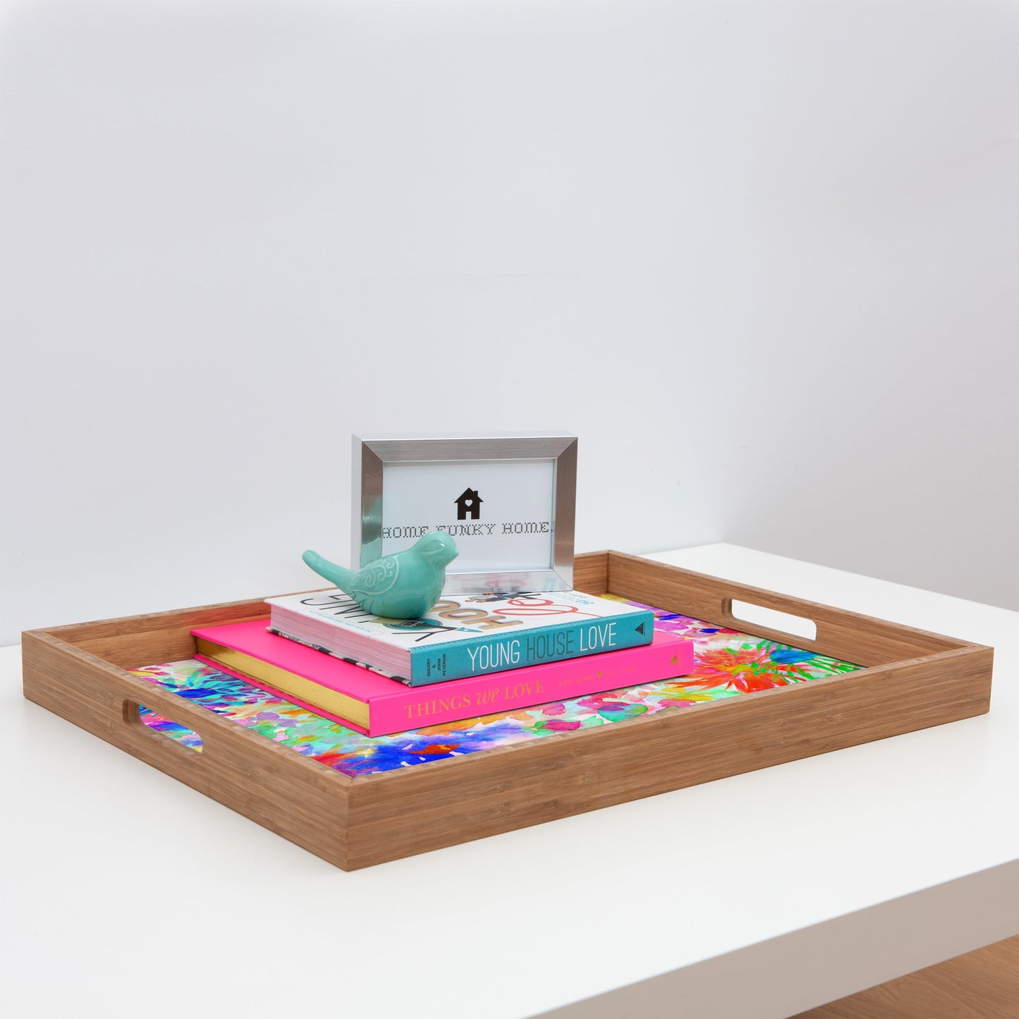 Amy Sia Bloom Blue Rectangular Tray