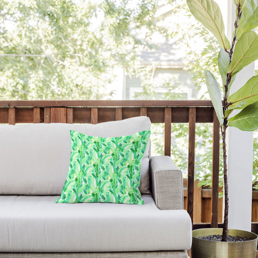 Amy Sia Fern Palm Green Outdoor Throw Pillow