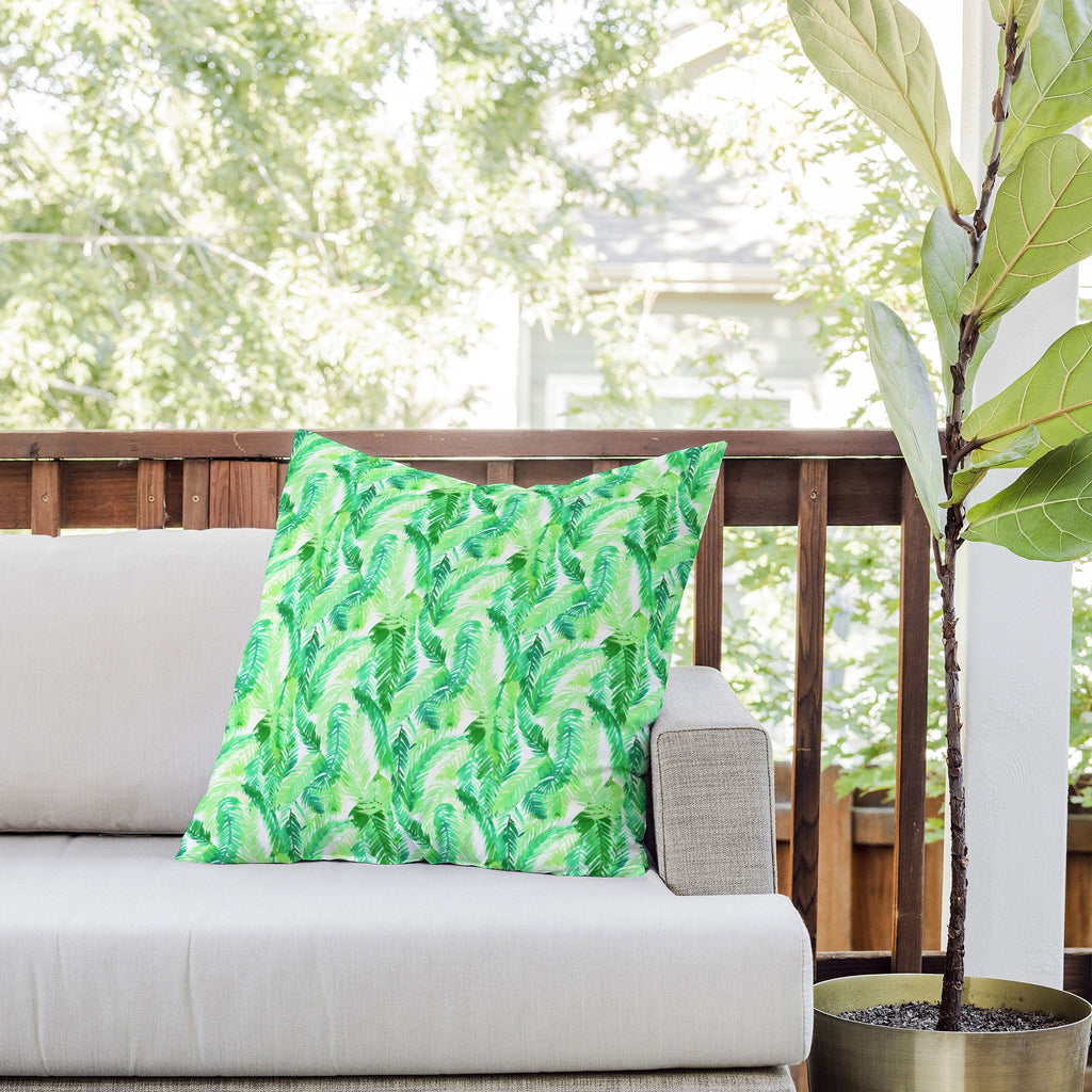 Amy Sia Fern Palm Green Outdoor Throw Pillow