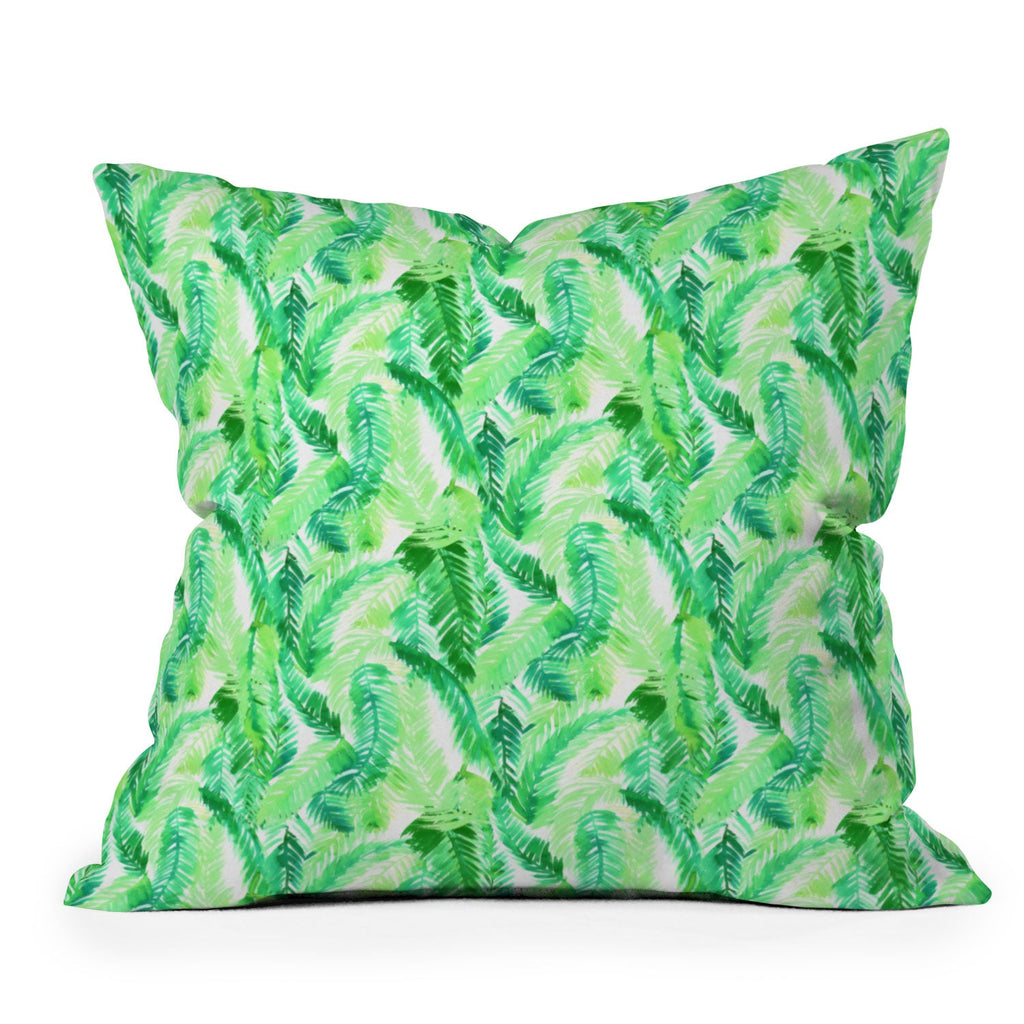 Amy Sia Fern Palm Green Outdoor Throw Pillow
