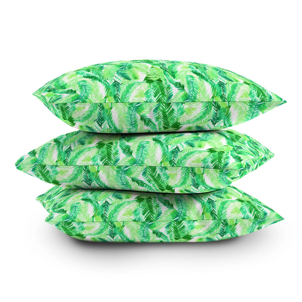 Amy Sia Fern Palm Green Outdoor Throw Pillow