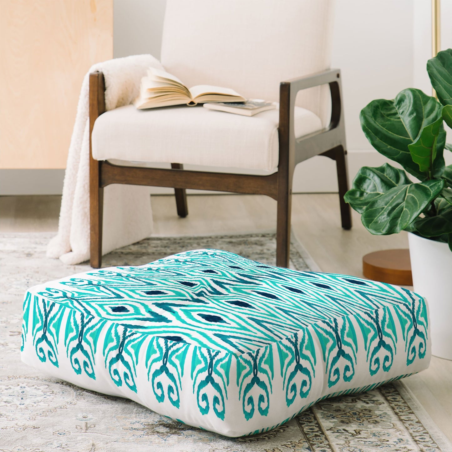 Amy Sia Ikat Jade Floor Pillow Square