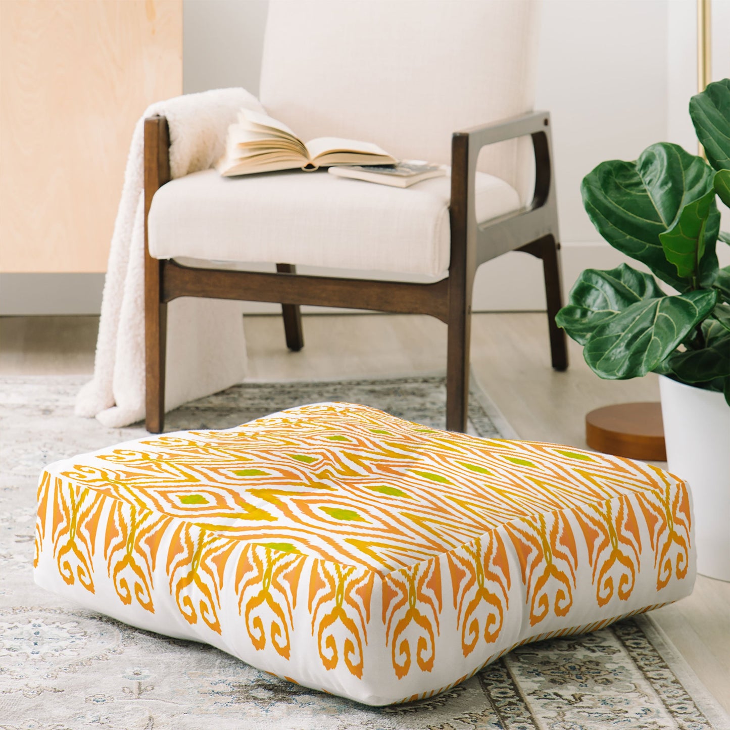 Amy Sia Ikat Tangerine Floor Pillow Square