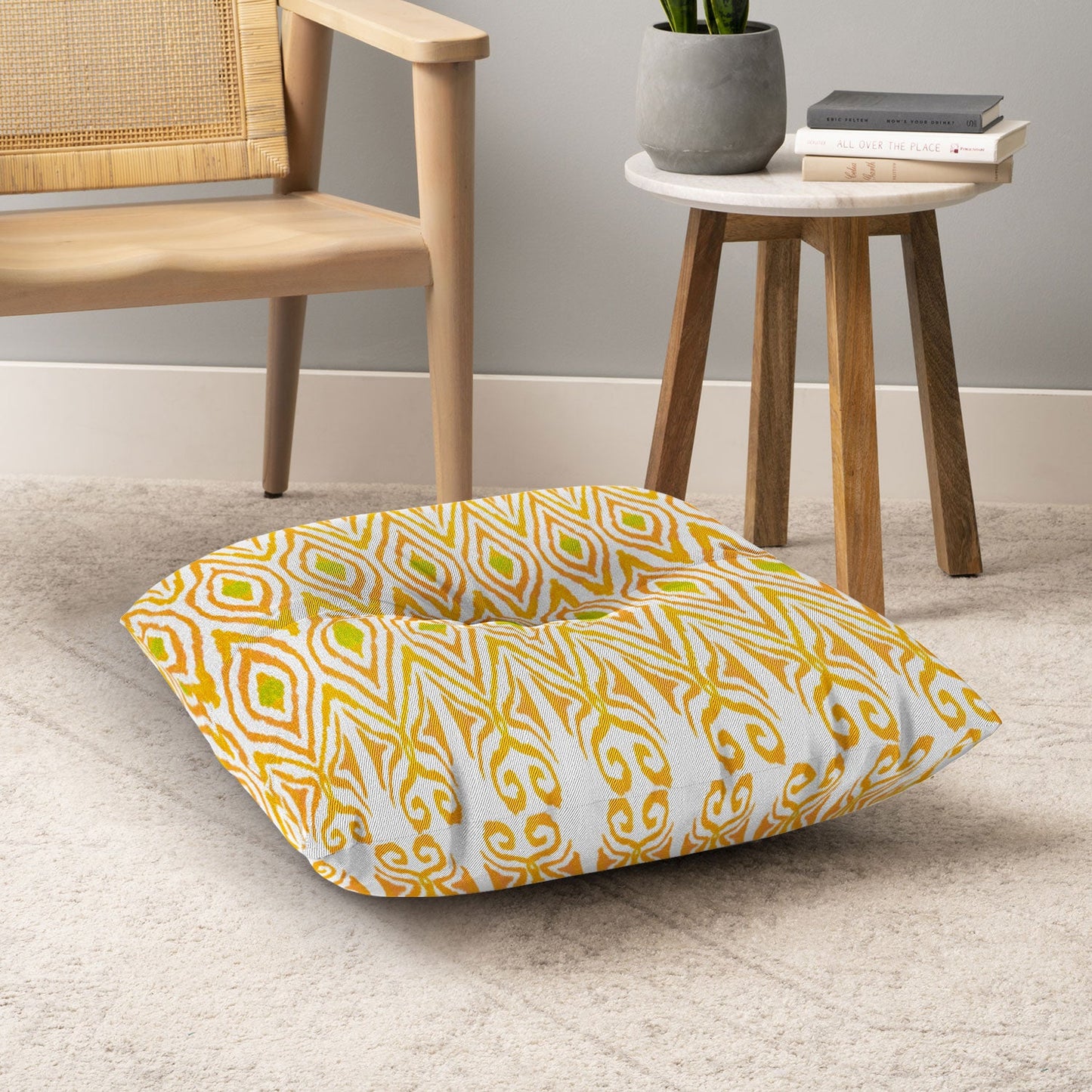 Amy Sia Ikat Tangerine Floor Pillow Square
