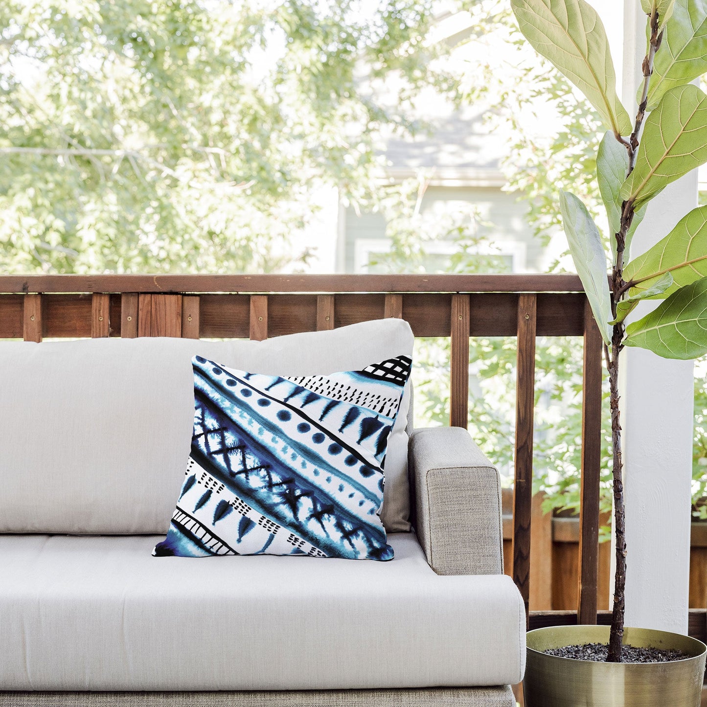 Amy Sia Indigo Stripe Outdoor Throw Pillow