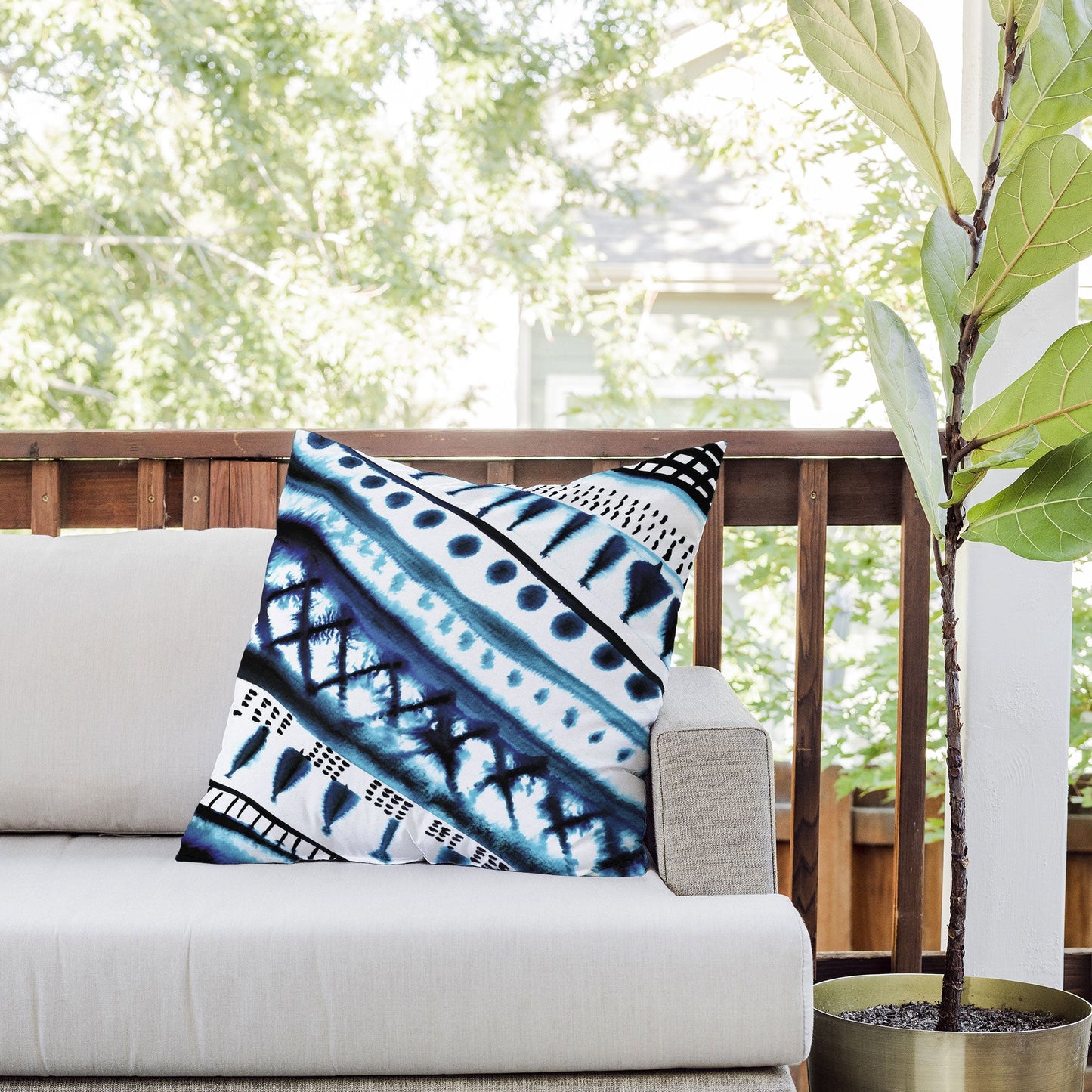 Amy Sia Indigo Stripe Outdoor Throw Pillow