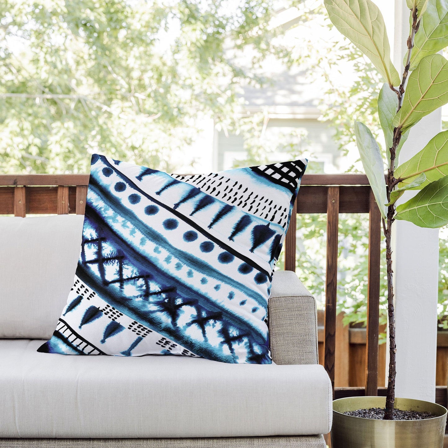 Amy Sia Indigo Stripe Outdoor Throw Pillow