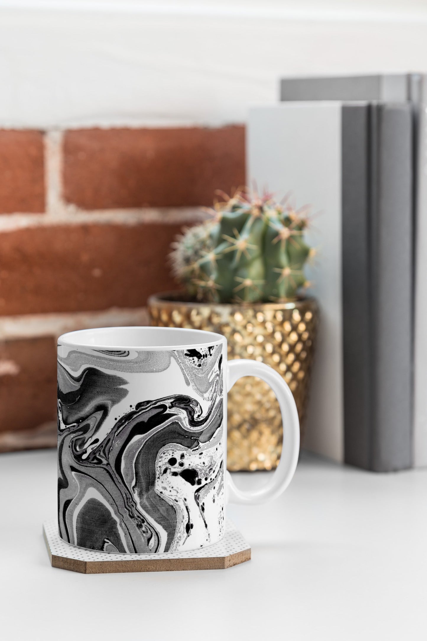 Amy Sia Marble Monochrome Black Coffee Mug