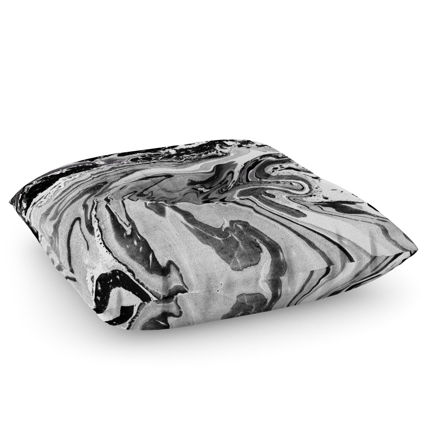 Amy Sia Marble Monochrome Black Floor Pillow Square