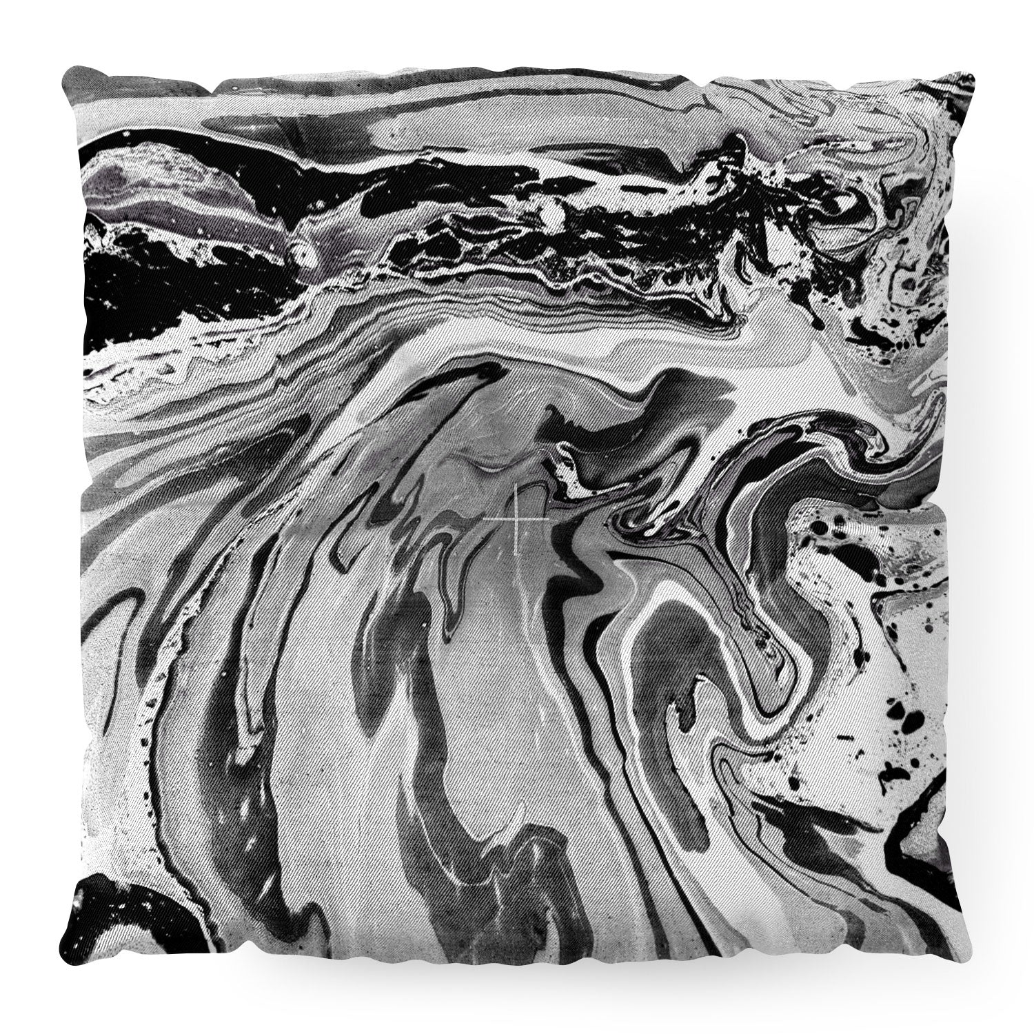 Amy Sia Marble Monochrome Black Floor Pillow Square
