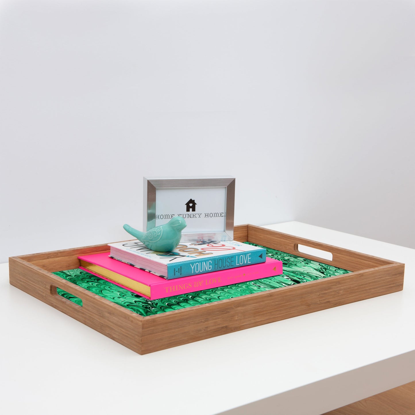 Amy Sia Marble Wave Emerald Rectangular Tray
