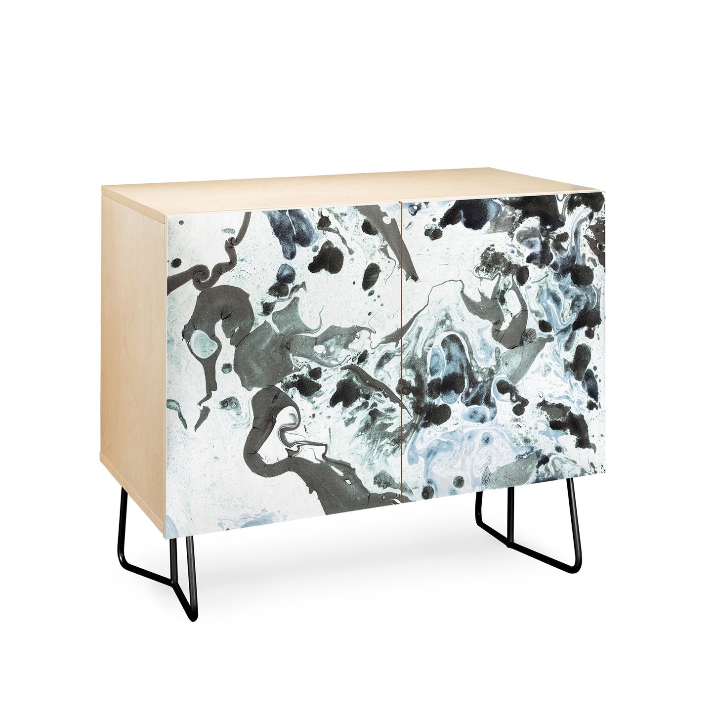 Amy Sia Marbled Terrain Ice Blue Credenza