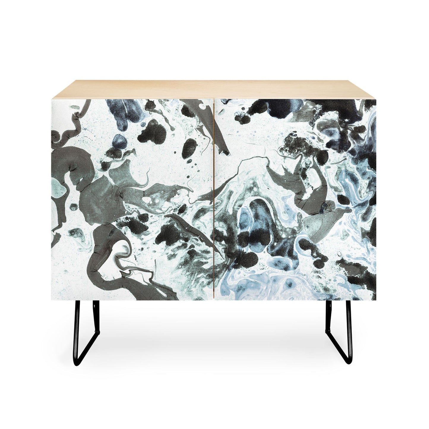 Amy Sia Marbled Terrain Ice Blue Credenza