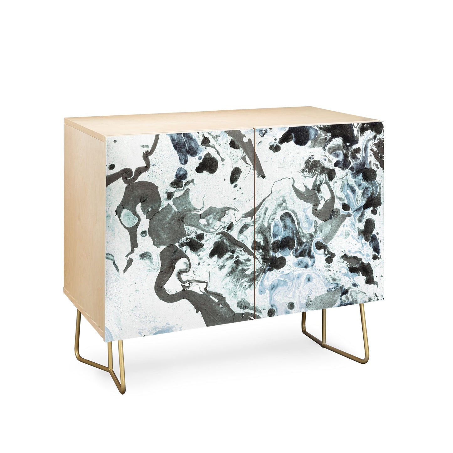 Amy Sia Marbled Terrain Ice Blue Credenza