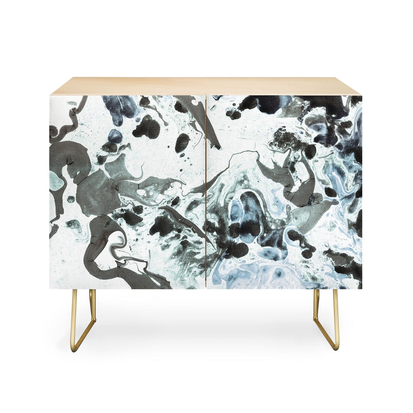 Amy Sia Marbled Terrain Ice Blue Credenza