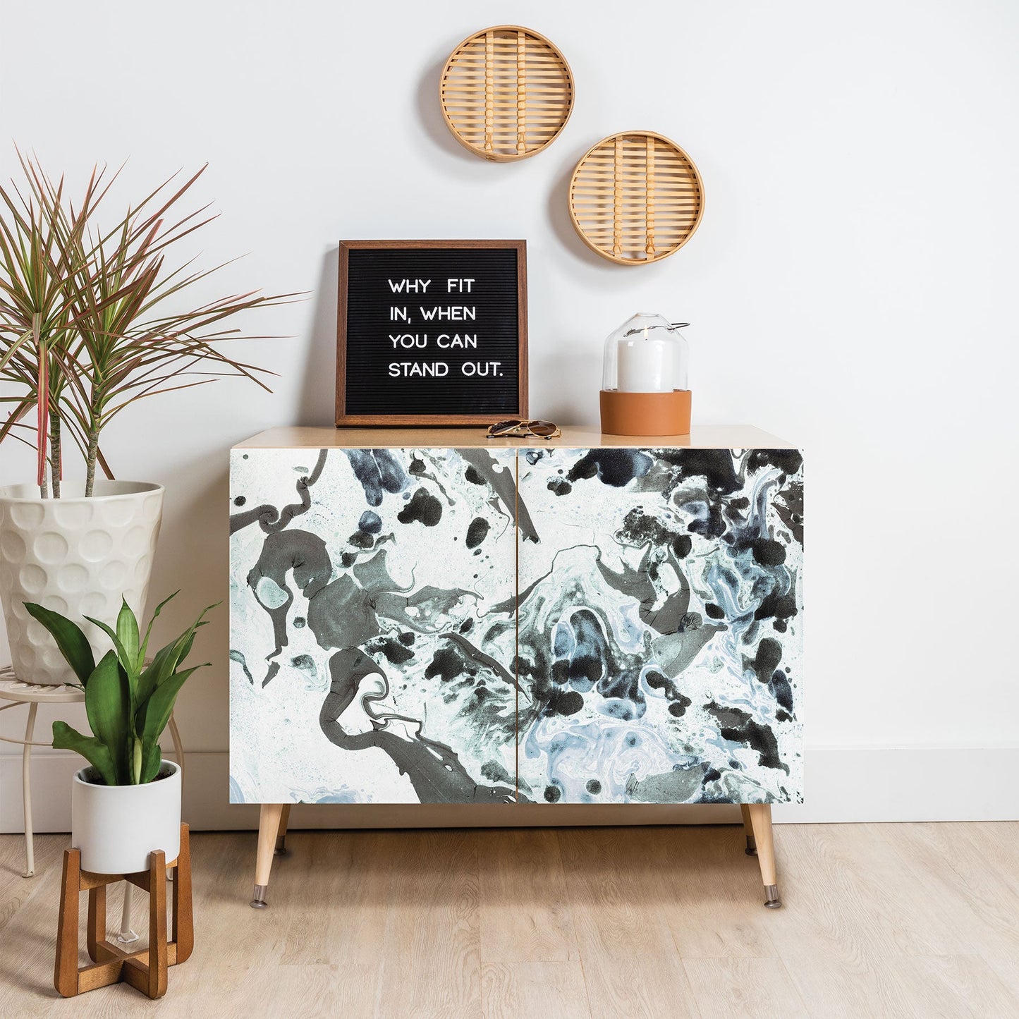 Amy Sia Marbled Terrain Ice Blue Credenza