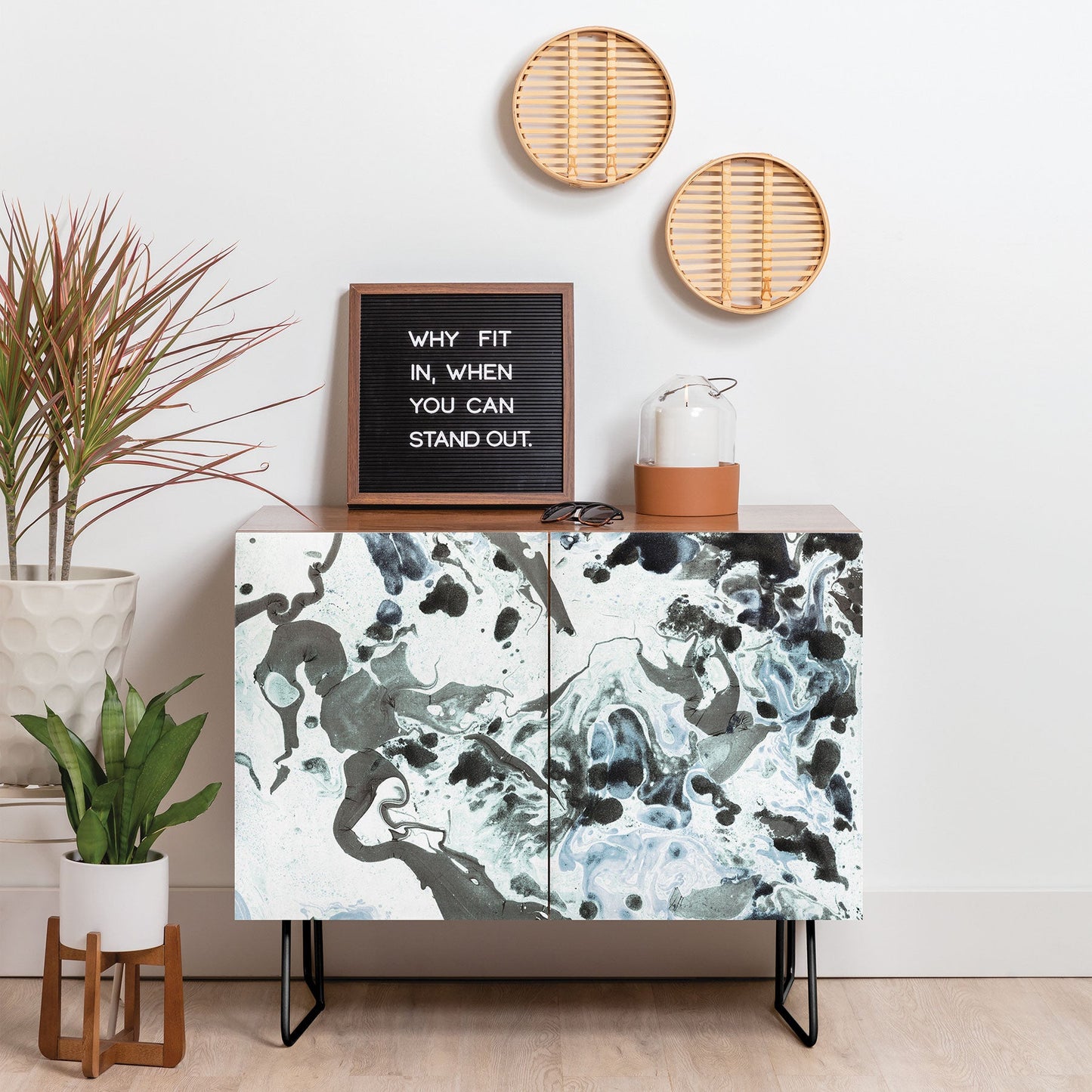 Amy Sia Marbled Terrain Ice Blue Credenza