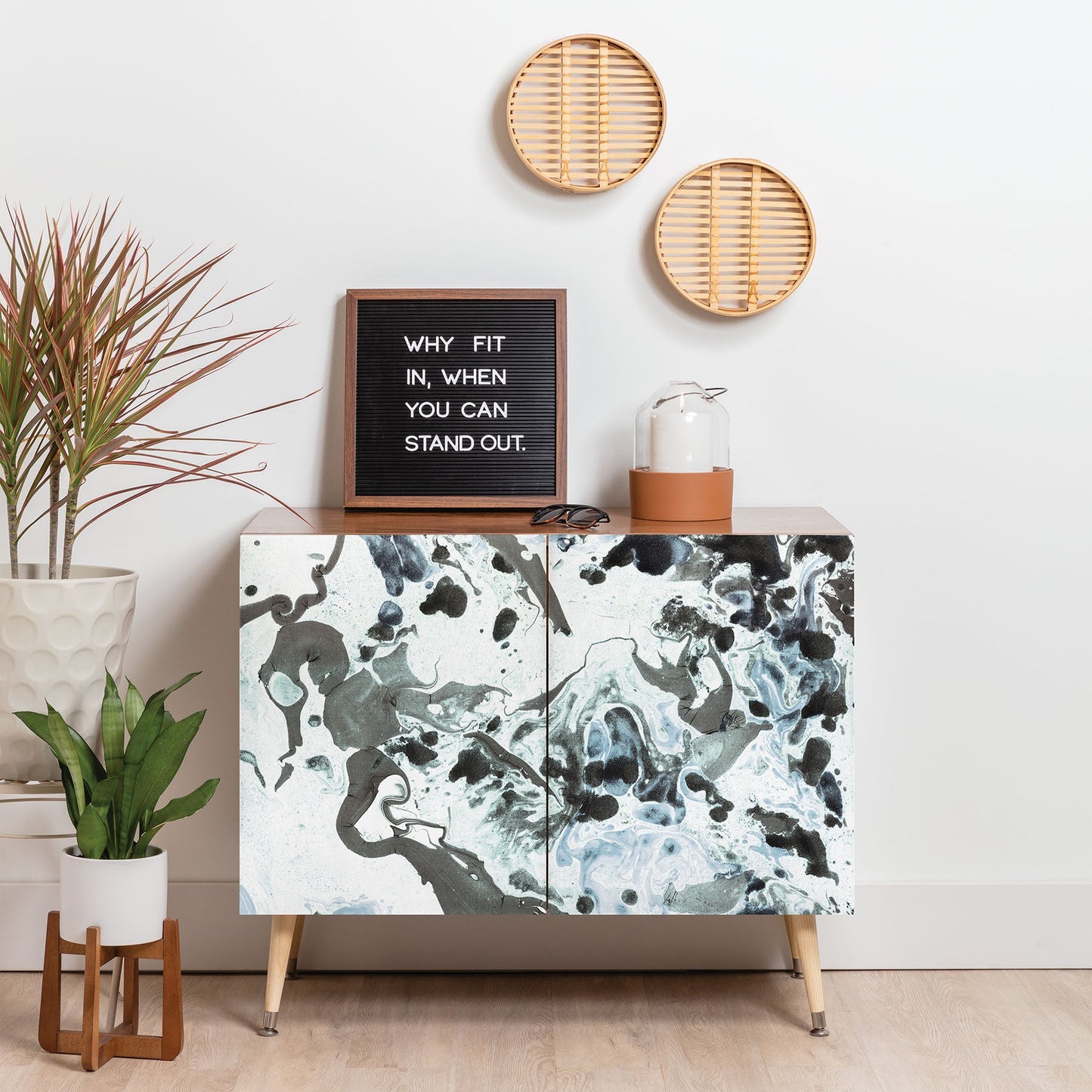 Amy Sia Marbled Terrain Ice Blue Credenza