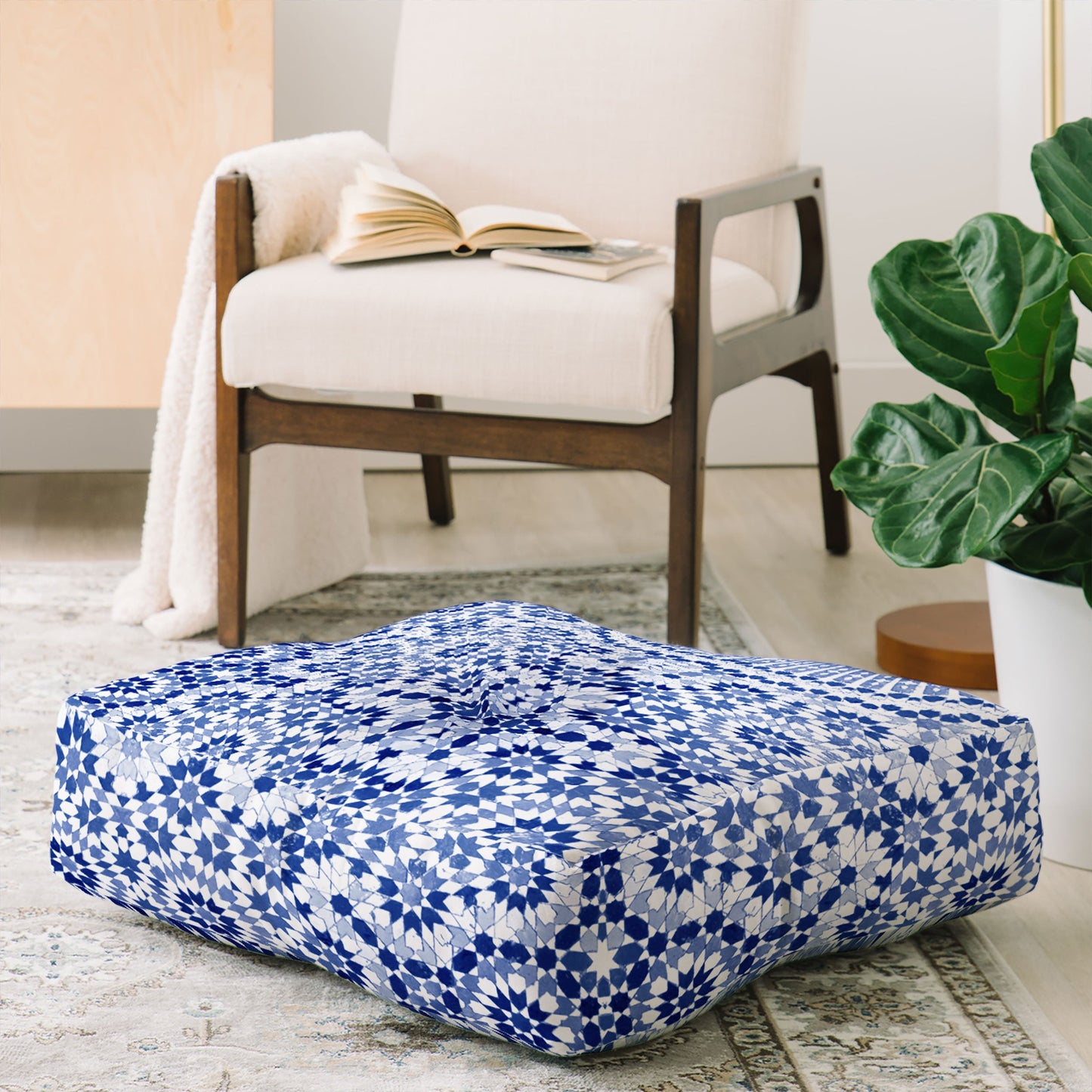 Amy Sia Morocco Navy Floor Pillow Square
