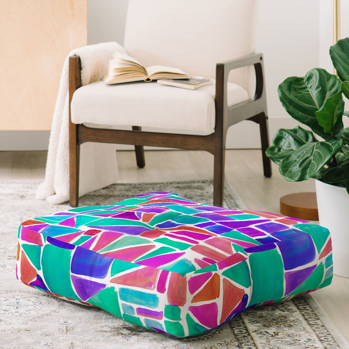 Amy Sia Watercolour Shapes 1 Floor Pillow Square