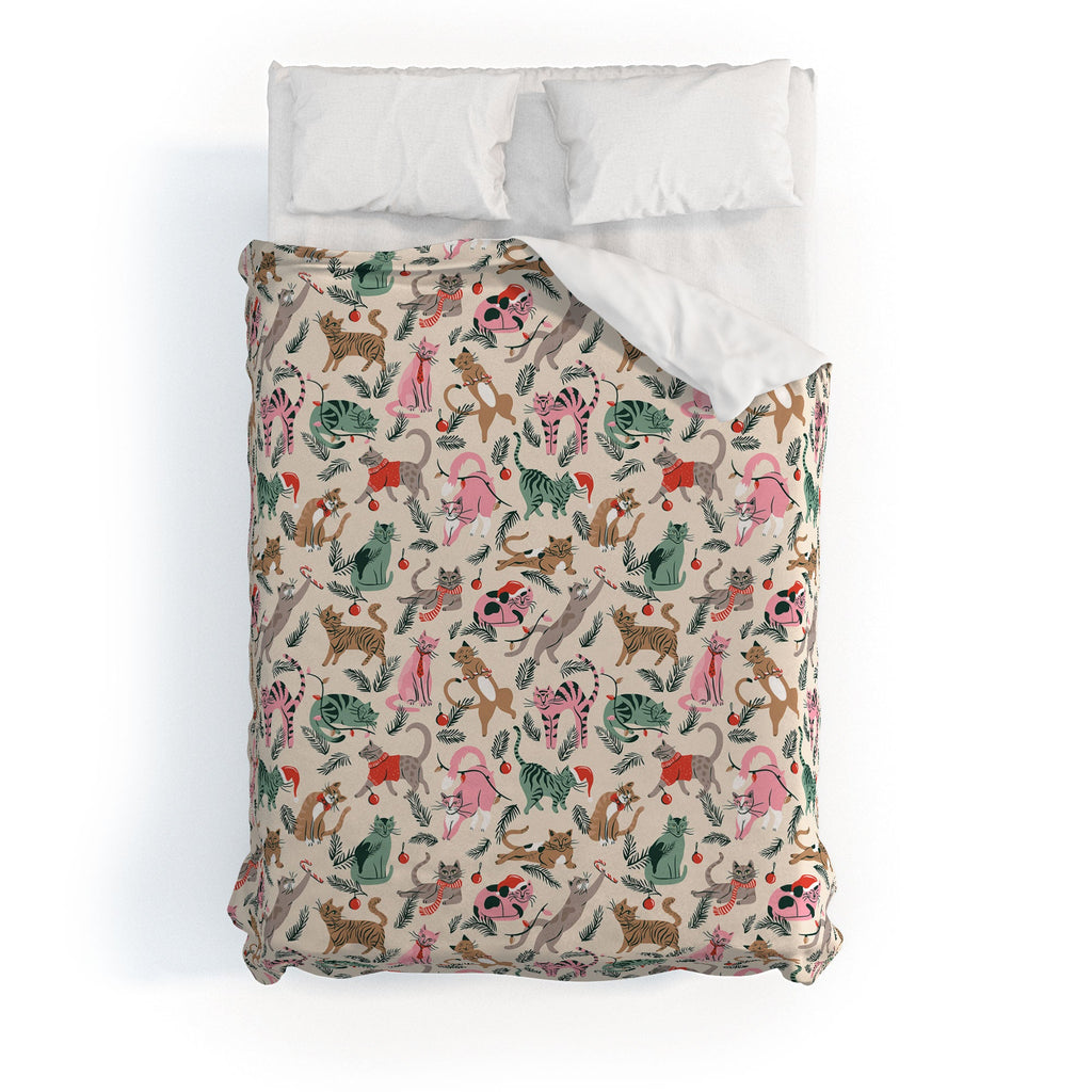 amysuther Silly Christmas Cats Duvet Cover