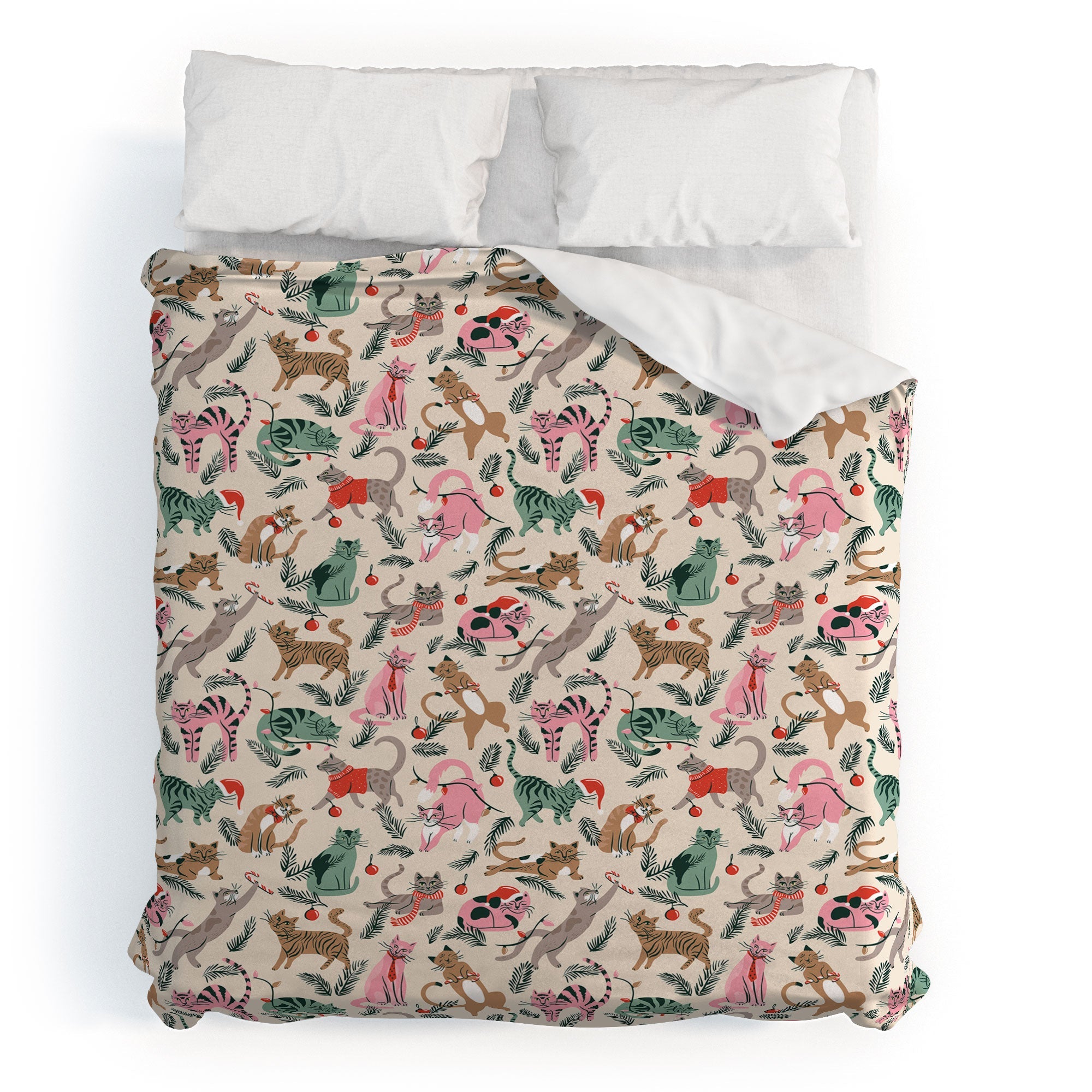amysuther Silly Christmas Cats Duvet Cover