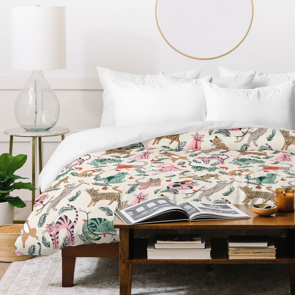 amysuther Silly Christmas Cats Duvet Cover