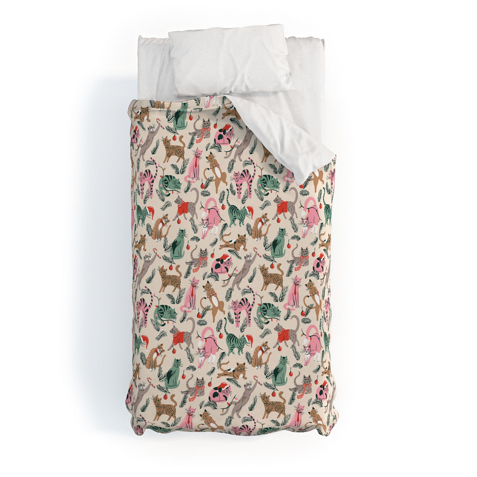 amysuther Silly Christmas Cats Duvet Cover