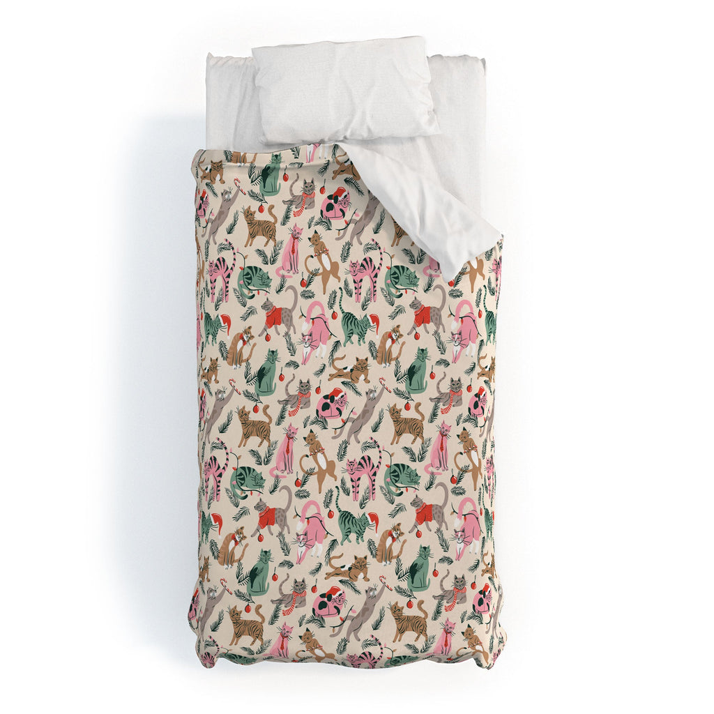amysuther Silly Christmas Cats Duvet Cover