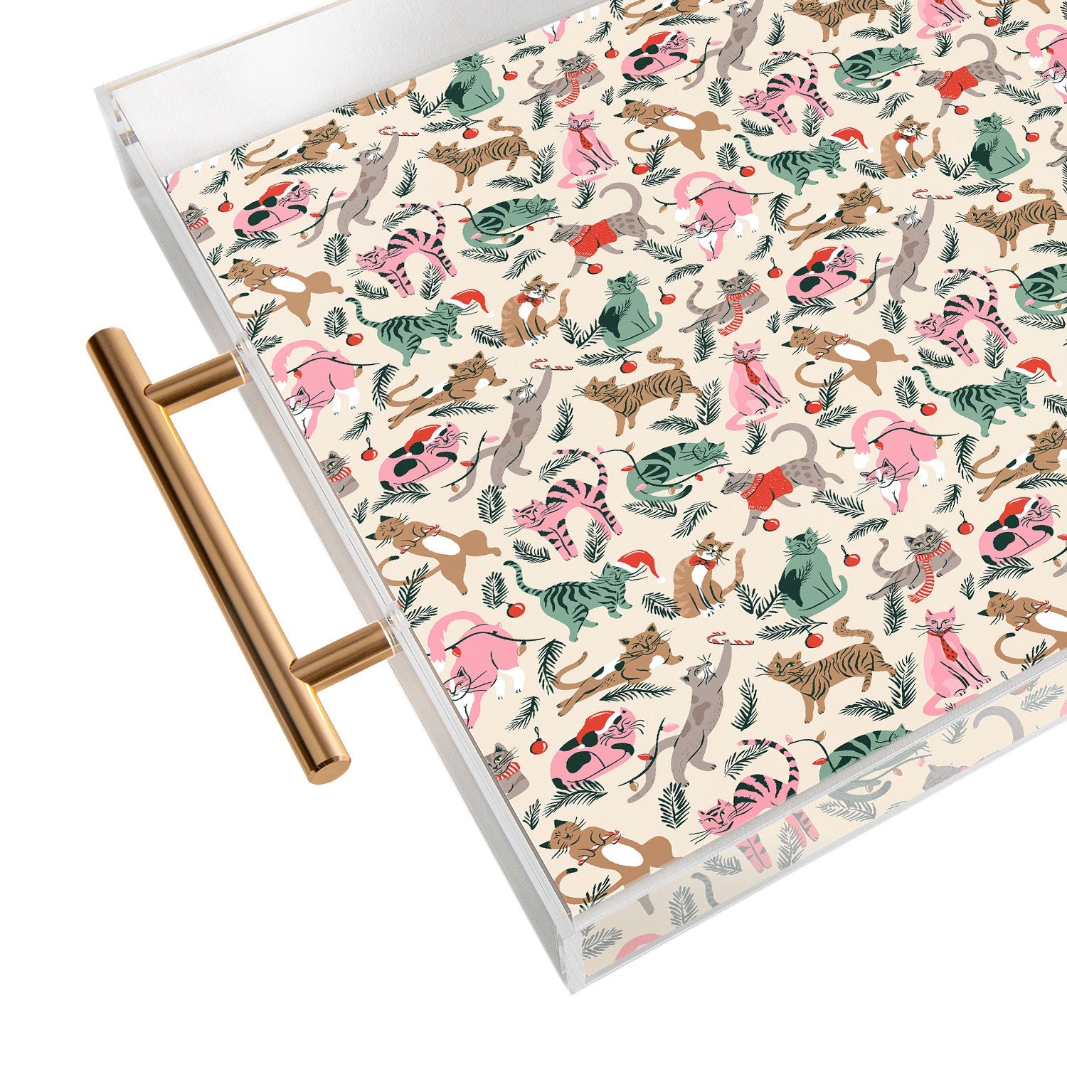 amysuther Silly Christmas Cats Acrylic Tray