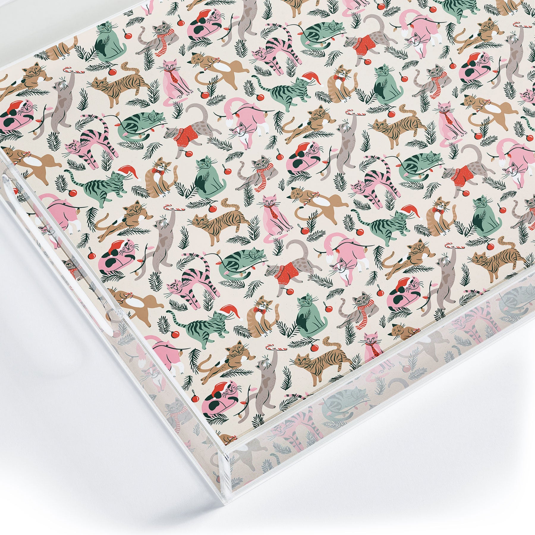 amysuther Silly Christmas Cats Acrylic Tray