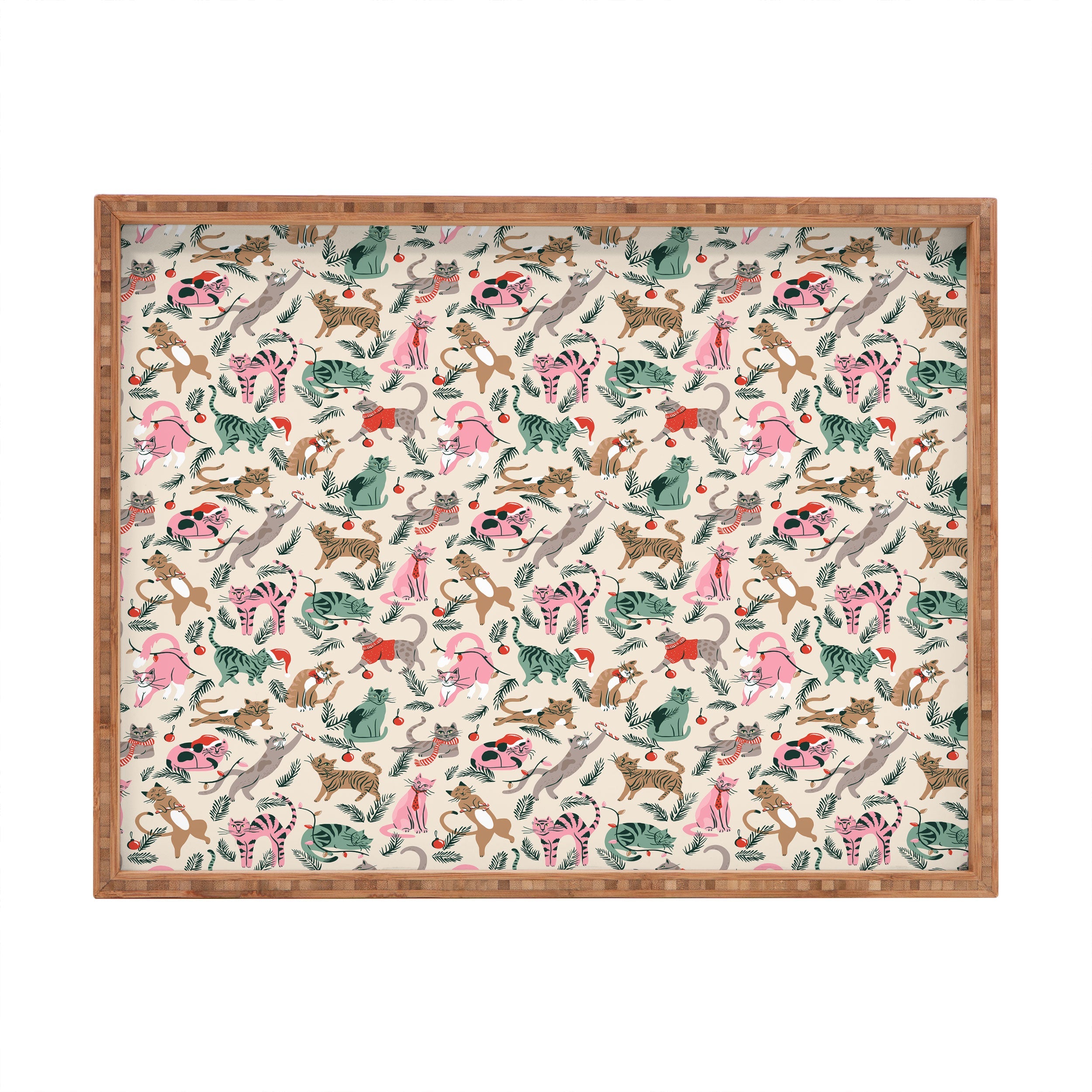 amysuther Silly Christmas Cats Rectangular Tray