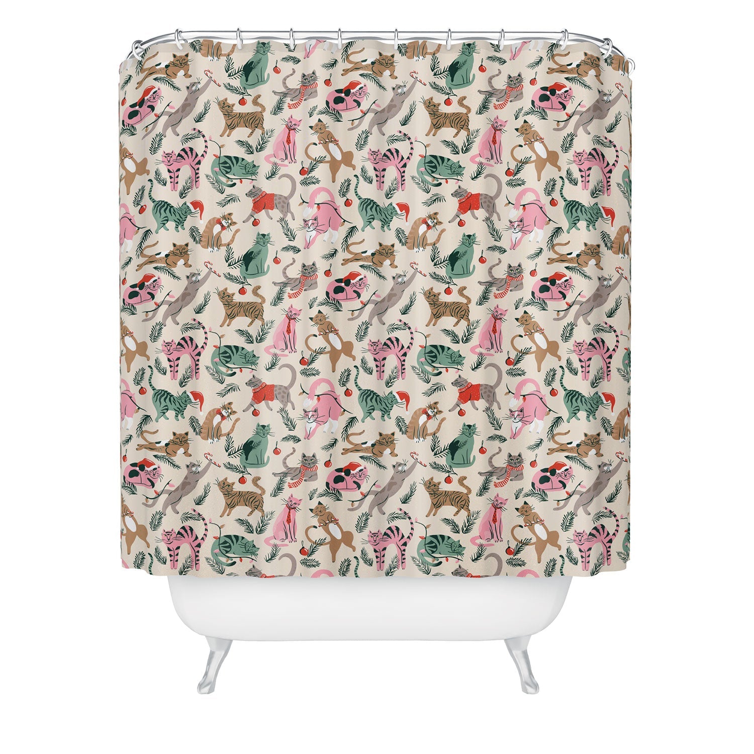 amysuther Silly Christmas Cats Shower Curtain