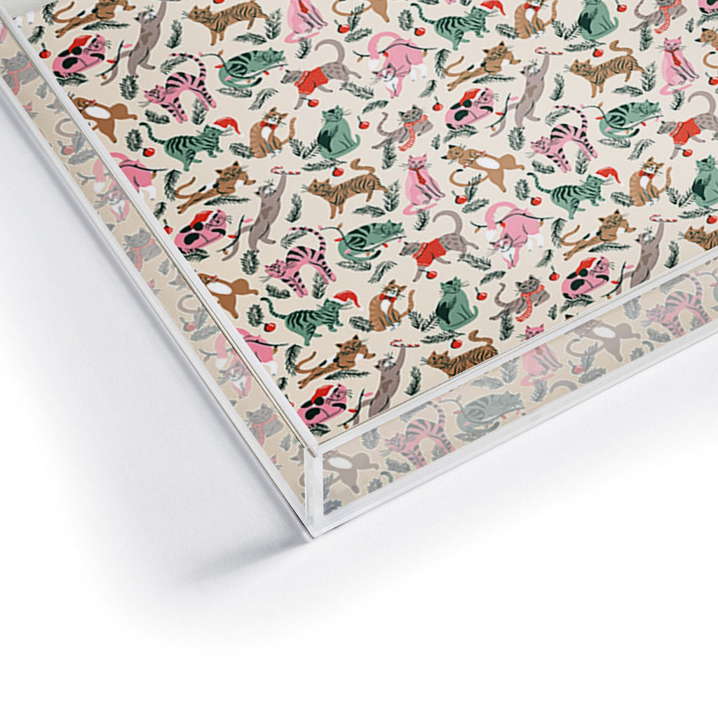 amysuther Silly Christmas Cats Acrylic Tray