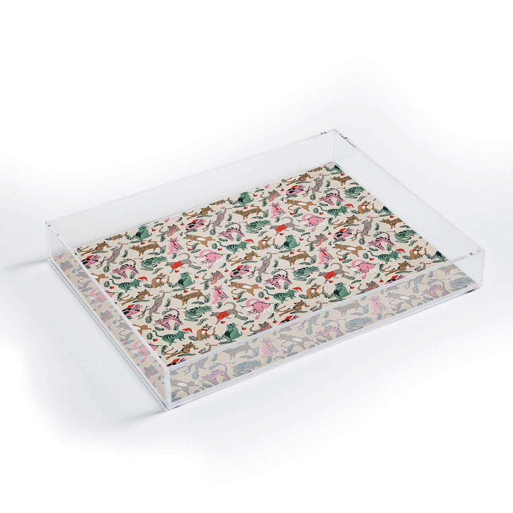 amysuther Silly Christmas Cats Acrylic Tray