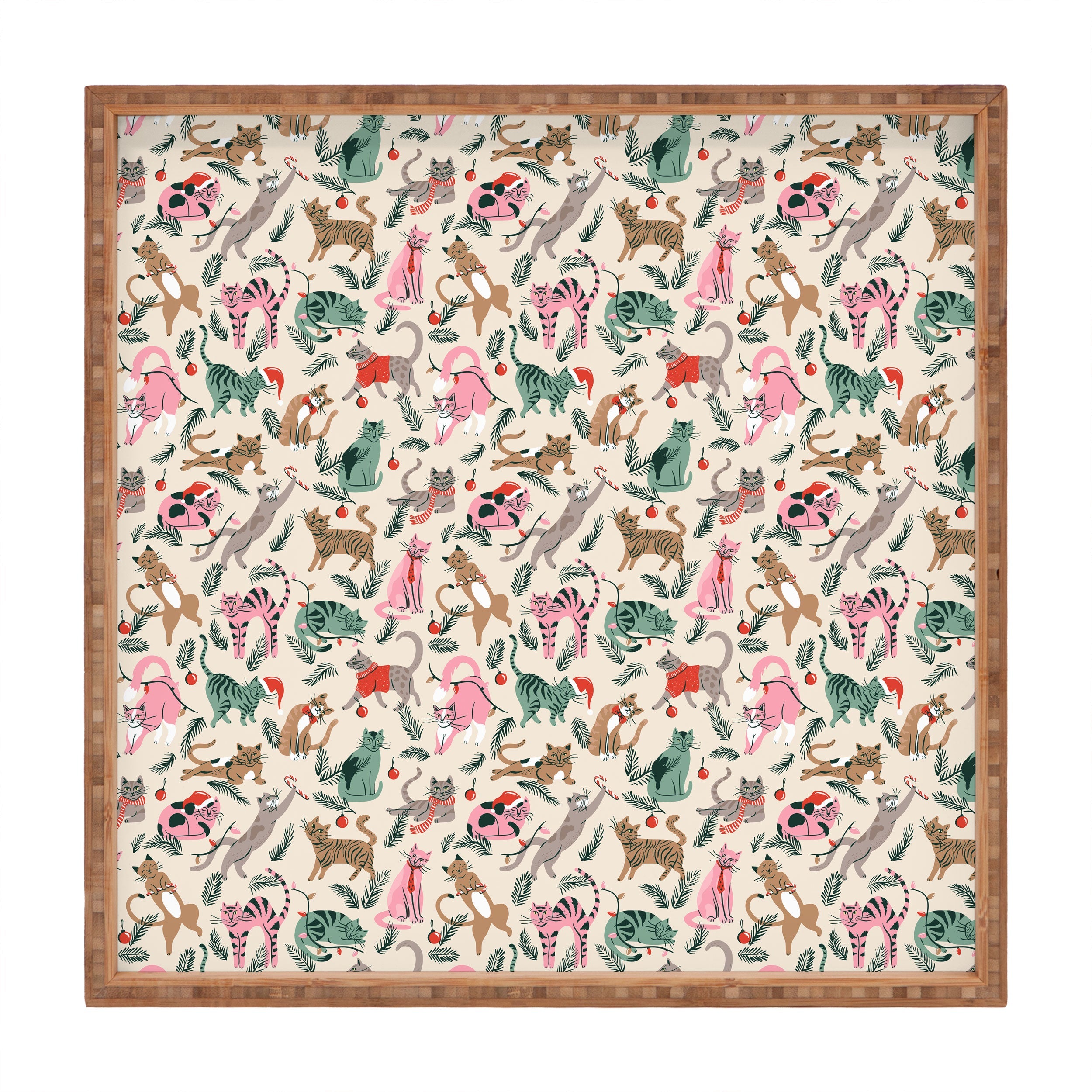 amysuther Silly Christmas Cats Square Tray