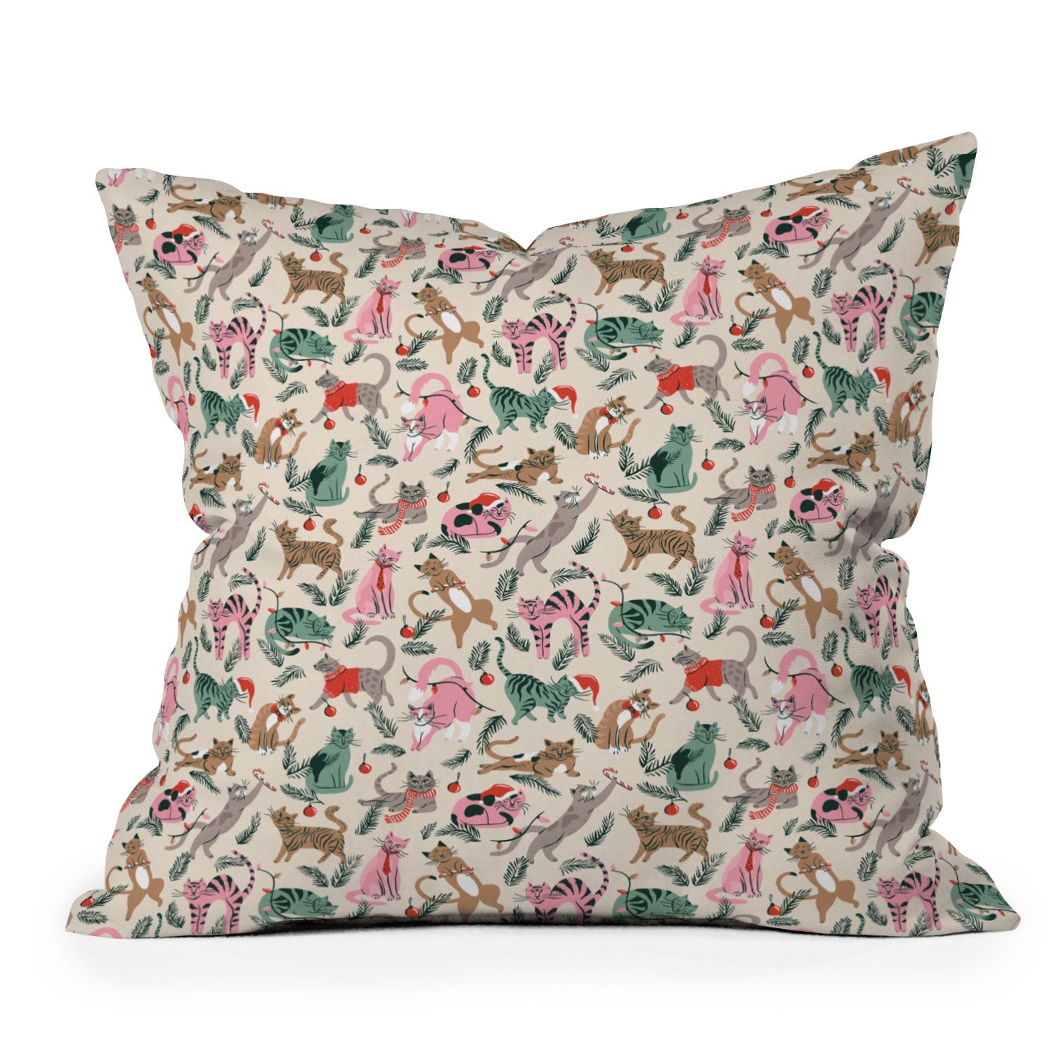 amysuther Silly Christmas Cats Outdoor Throw Pillow