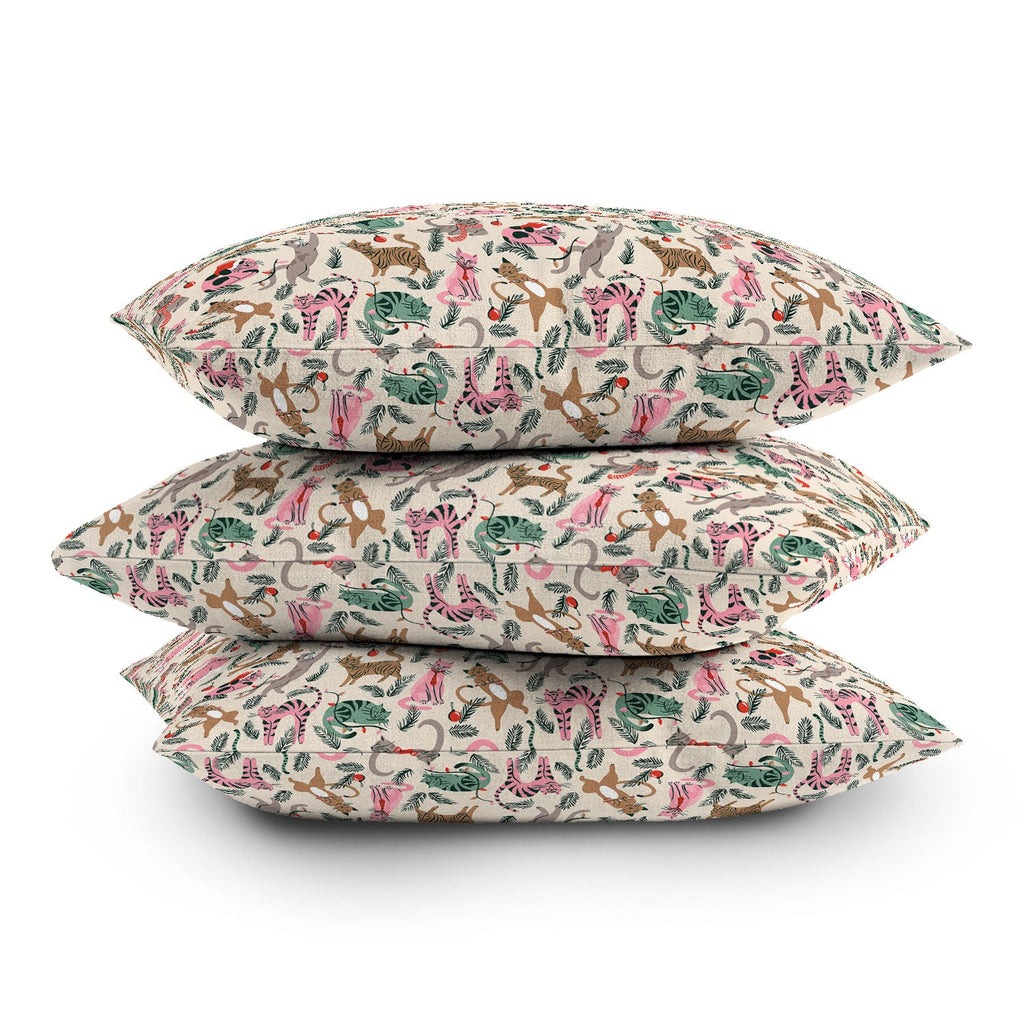 amysuther Silly Christmas Cats Throw Pillow