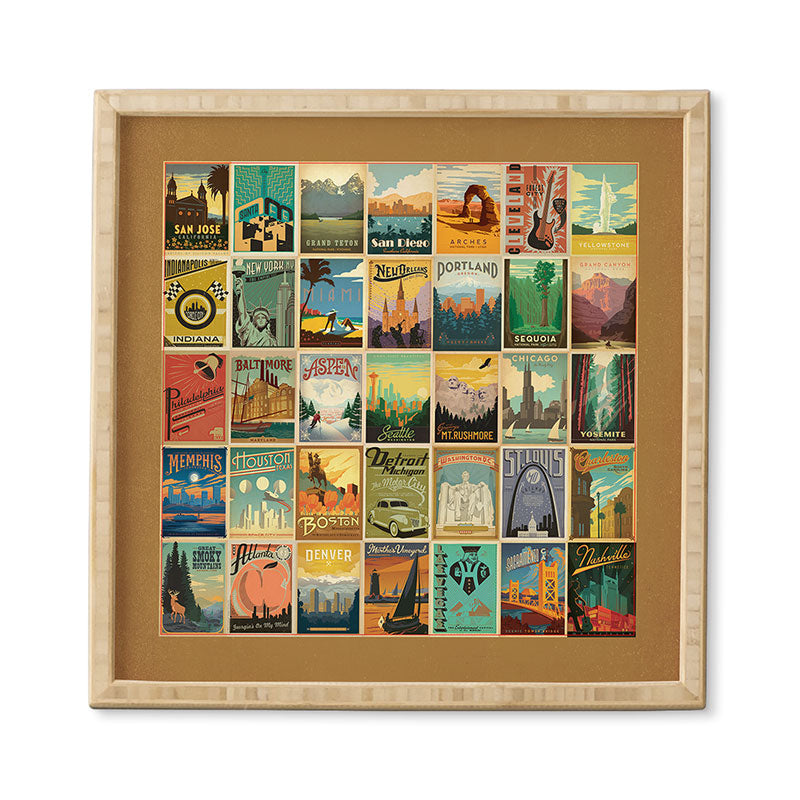 Anderson Design Group City Pattern Border Framed Wall Art