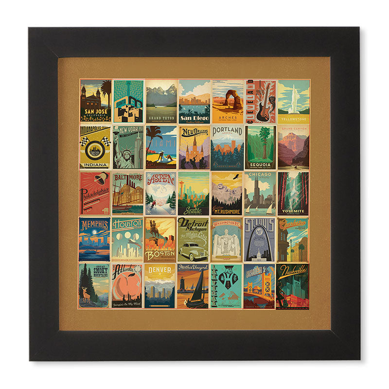 Anderson Design Group City Pattern Border Framed Wall Art