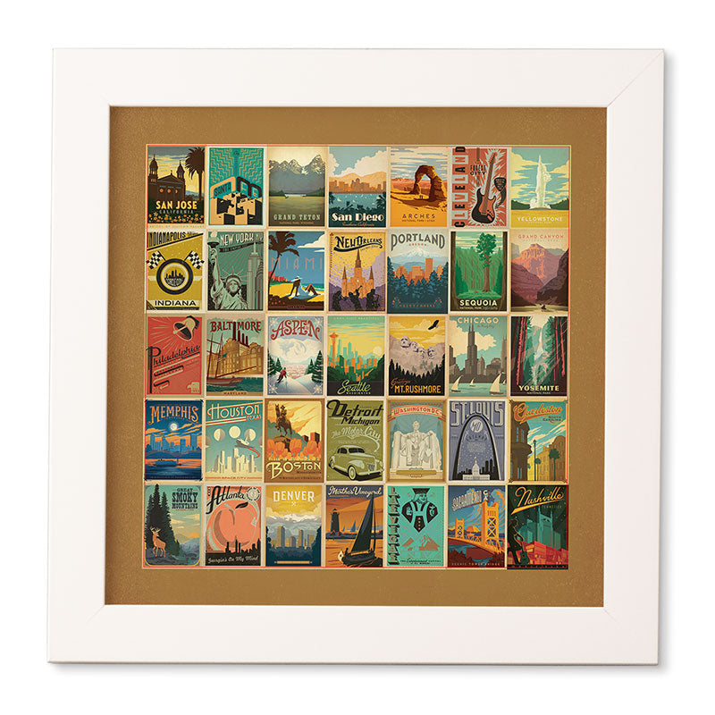 Anderson Design Group City Pattern Border Framed Wall Art