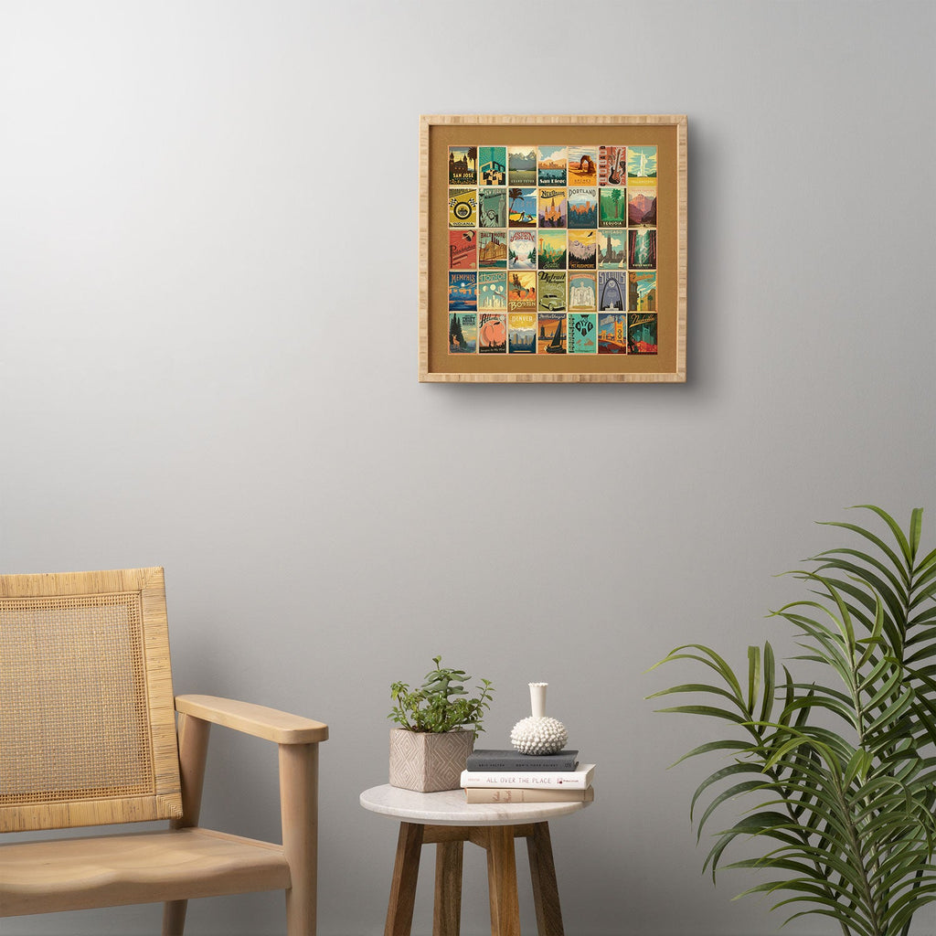 Anderson Design Group City Pattern Border Framed Wall Art