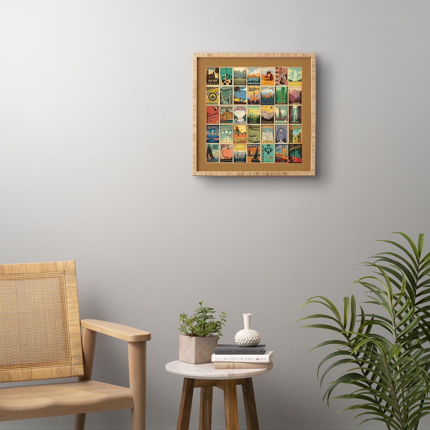 Anderson Design Group City Pattern Border Framed Wall Art