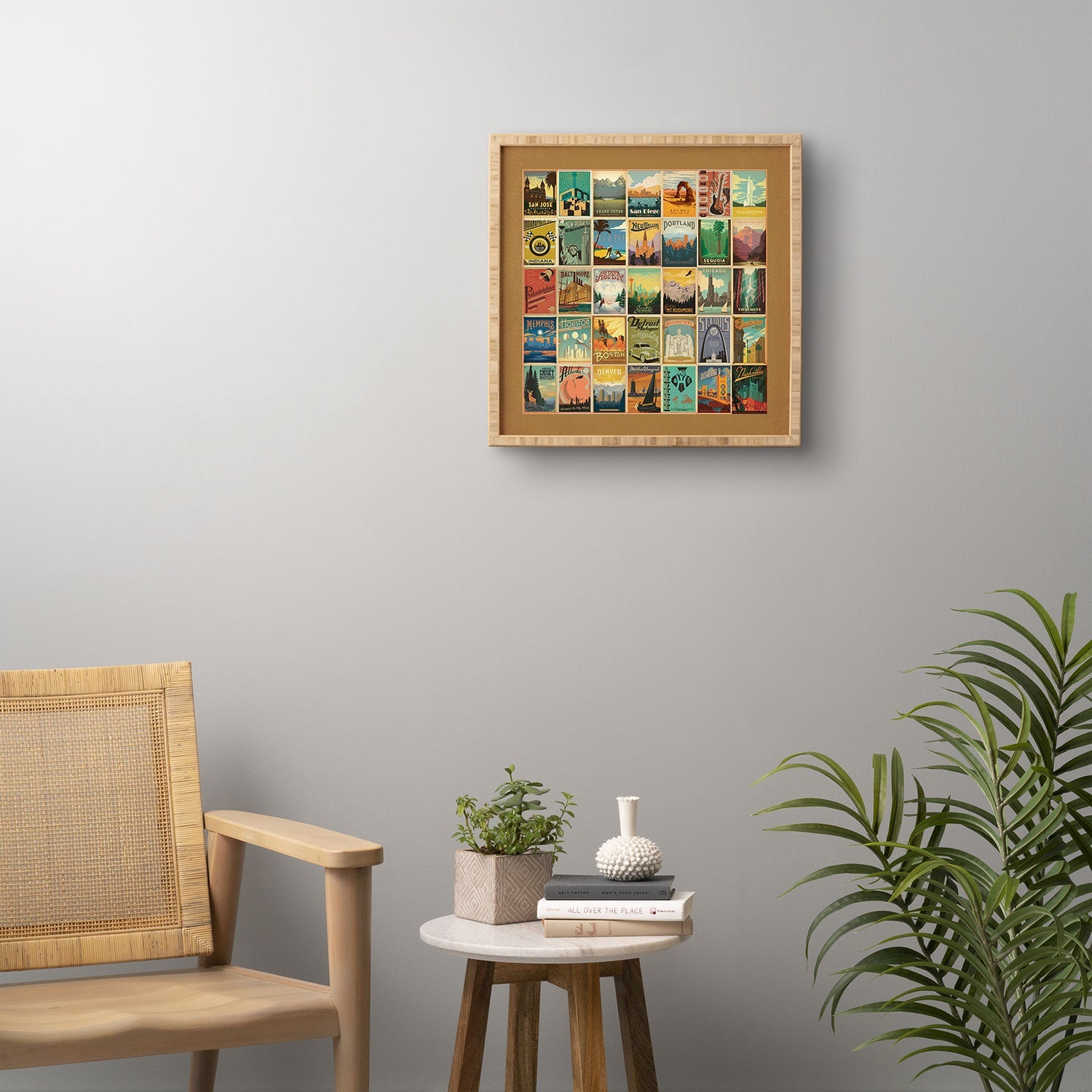 Anderson Design Group City Pattern Border Framed Wall Art
