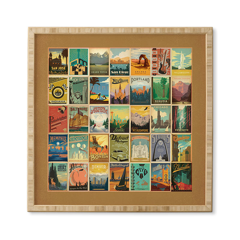 Anderson Design Group City Pattern Border Framed Wall Art