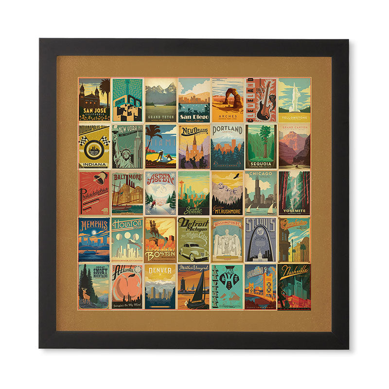 Anderson Design Group City Pattern Border Framed Wall Art