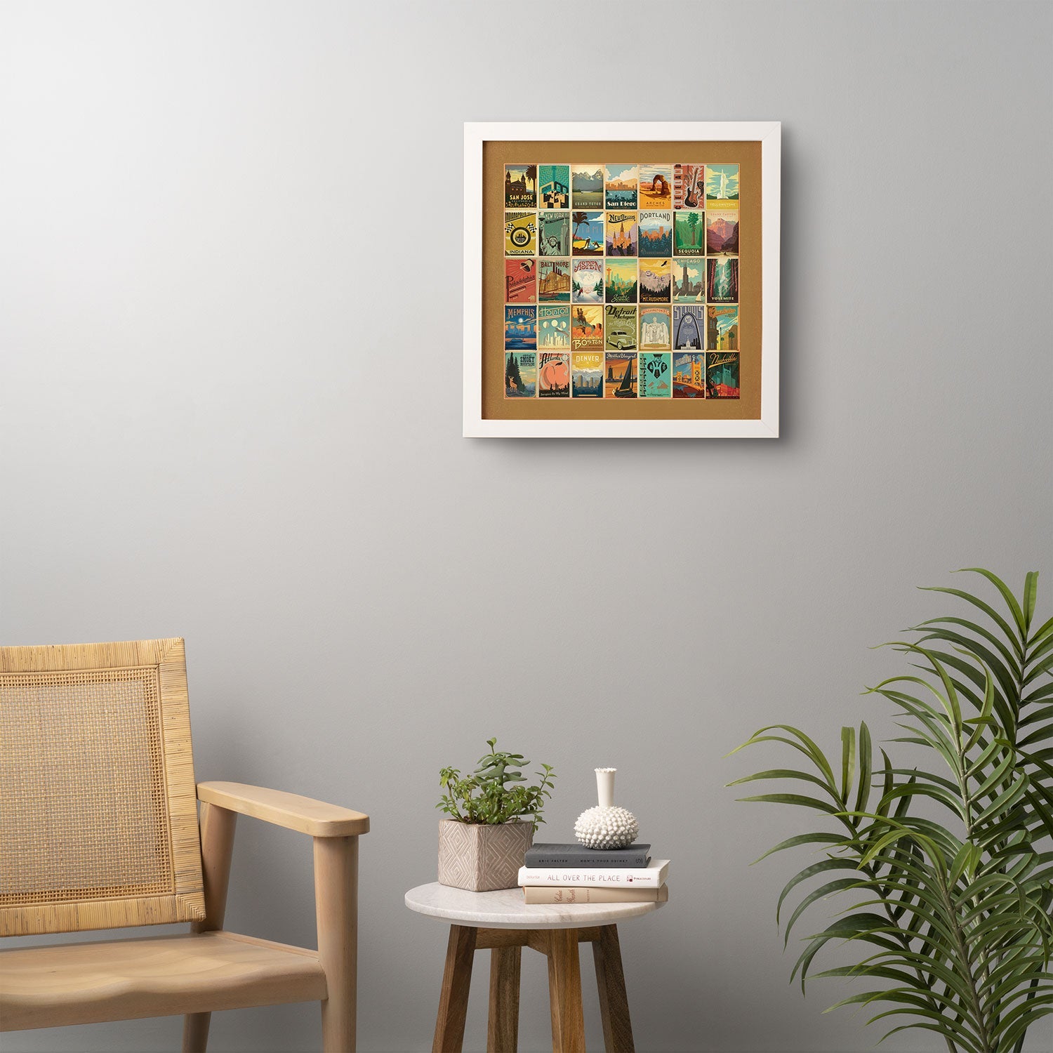 Anderson Design Group City Pattern Border Framed Wall Art