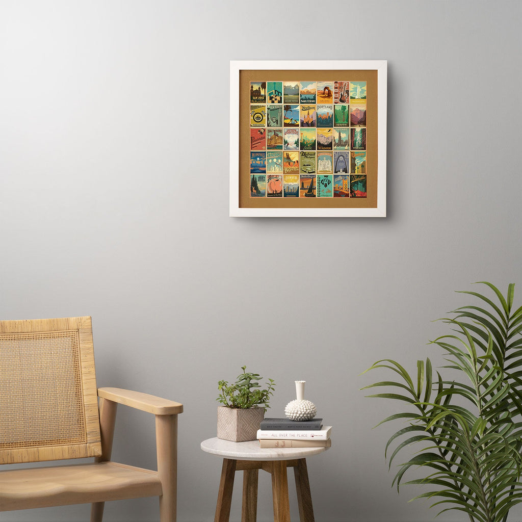 Anderson Design Group City Pattern Border Framed Wall Art