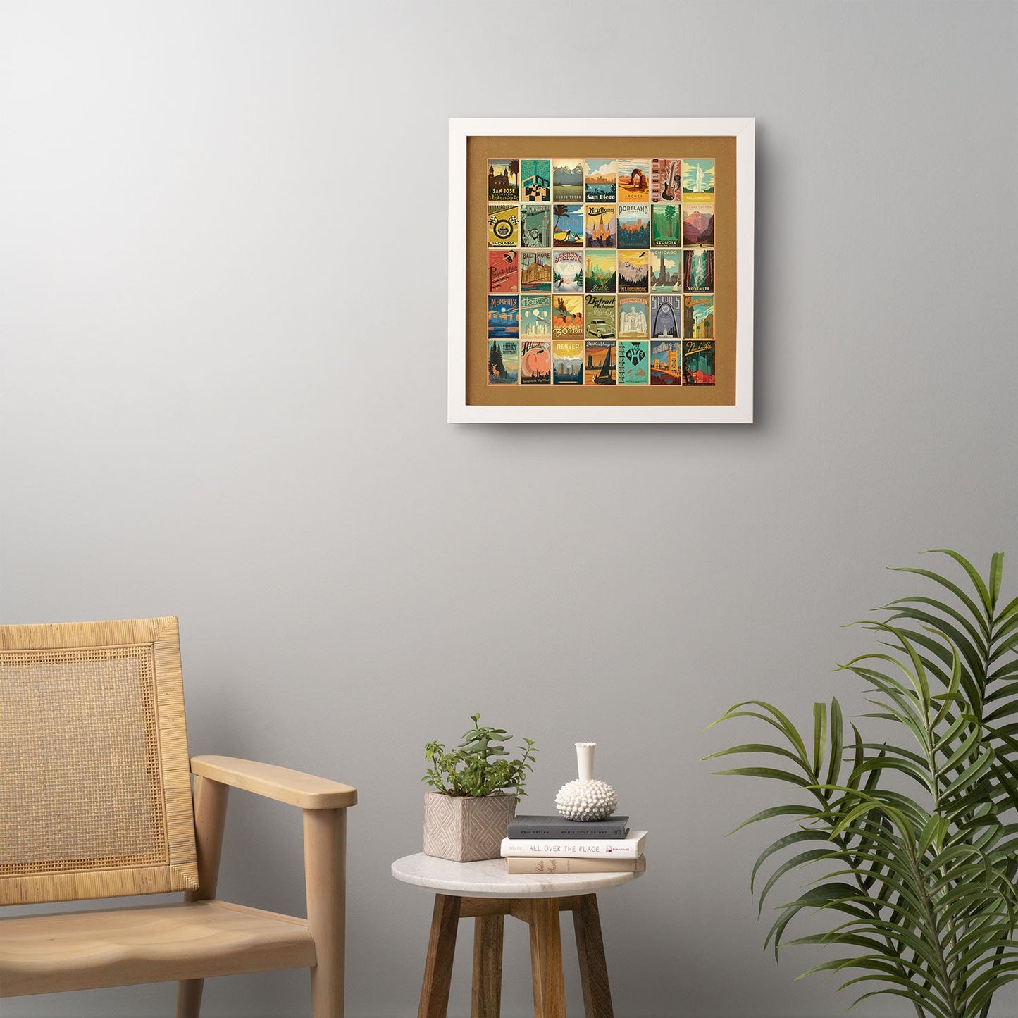 Anderson Design Group City Pattern Border Framed Wall Art