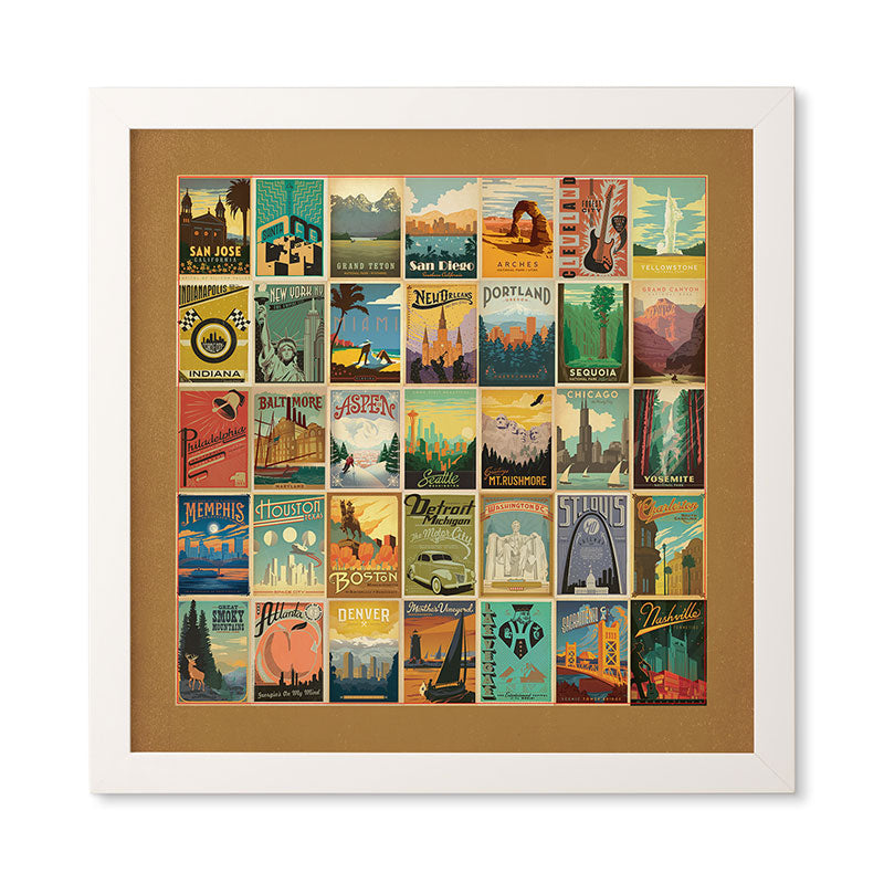 Anderson Design Group City Pattern Border Framed Wall Art